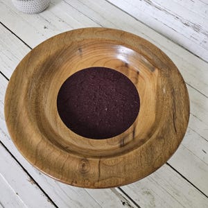 Myrtlewood Products Wood Offering Plate Red Felt Lining Brown Vintage #2