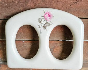 Vintage Porcelain Oval Picture Frames: Pink Roses, Set of 3 (No Backs)