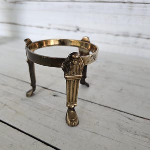 Vintage Brass Tripod Plant Stand | Hollywood Regency Claw Feet Accent