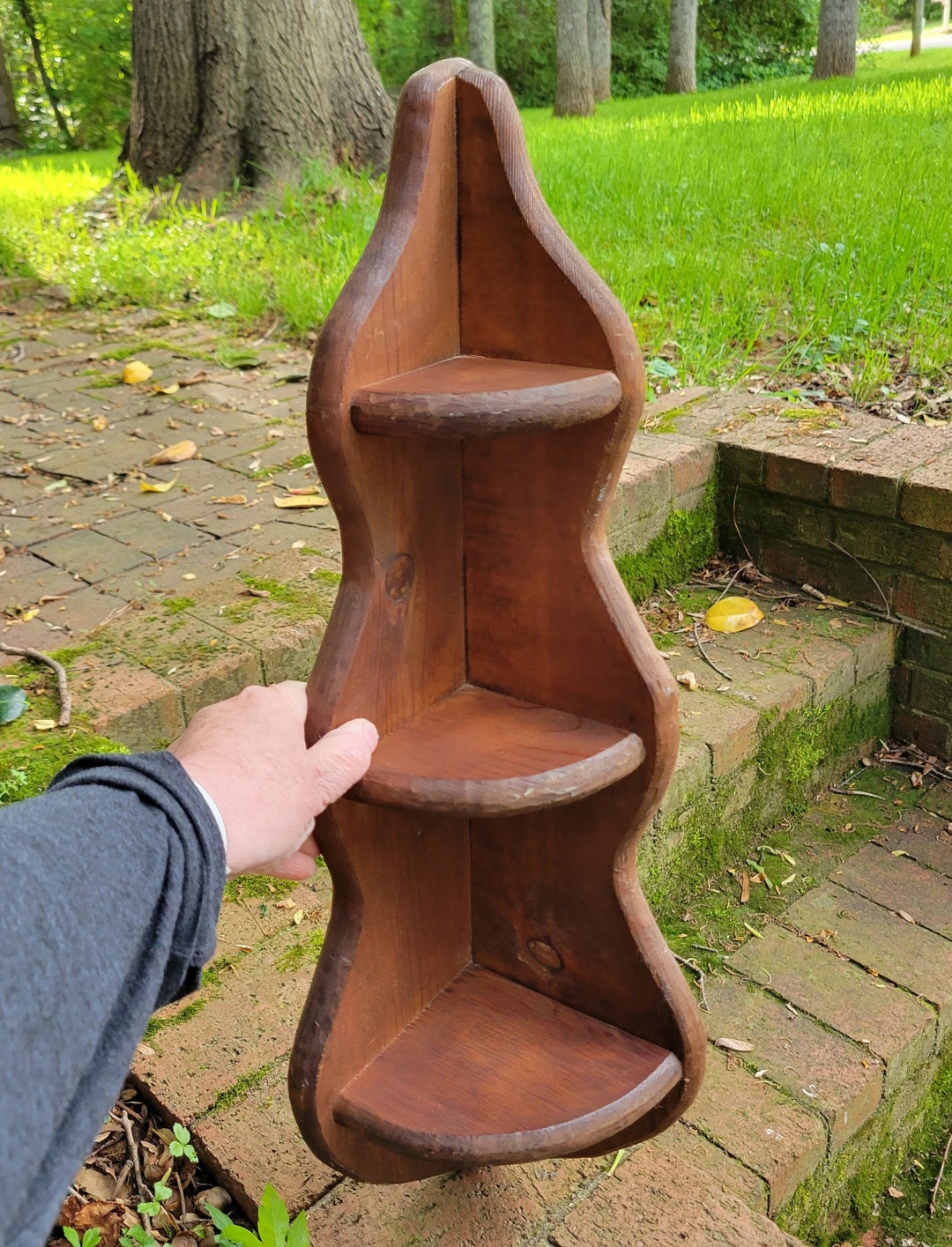 Vintage Wooden Corner Knick Knack Shelf Handmade Corner Etsy