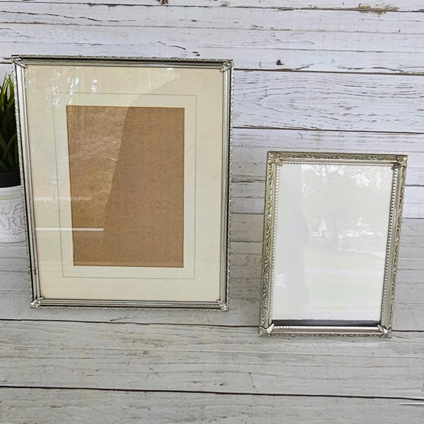 2 Vintage Silver Metal Frames - 4x6 and 5x7