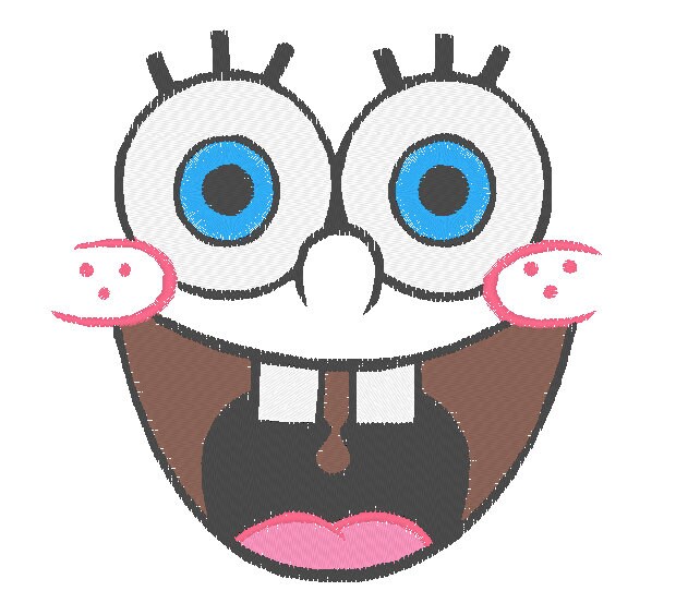 Spongebob Face Embroidery Design 3 