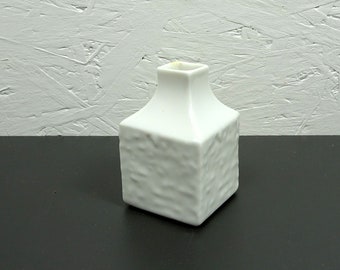 SGRAFO modern Vase  quadratisch   Porzellan, klein weiß, Blumenvase, pop art space age HBT7/4,5cm 86g