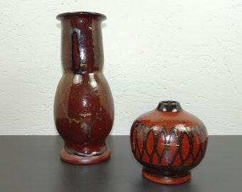 Art Deco Vase Set, Ceramic Pottery Helma Velcro Fredelsloh Studio Ceramic Arts and Crafts 610g Height 9/21 cm