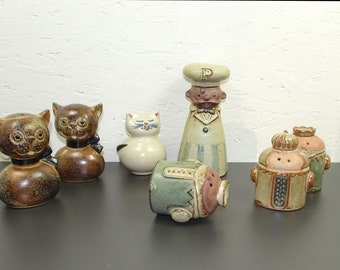 Ceramic shaker salt pepper, cook king queen cat salt shaker pepper shaker, various designs