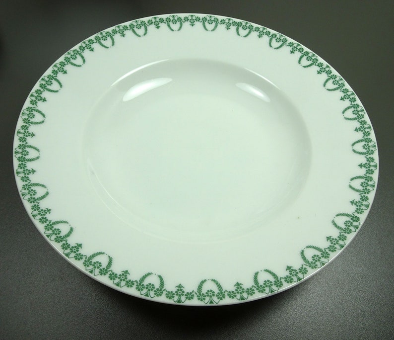 THOMAS Sevres tableware, plate flat deep, saucer, white decor green, individual parts antique #2 Teller tief