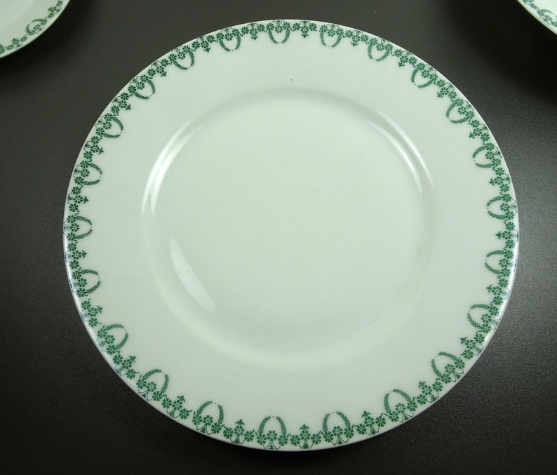 THOMAS Sevres tableware, plate flat deep, saucer, white decor green, individual parts antique #3 Teller flach