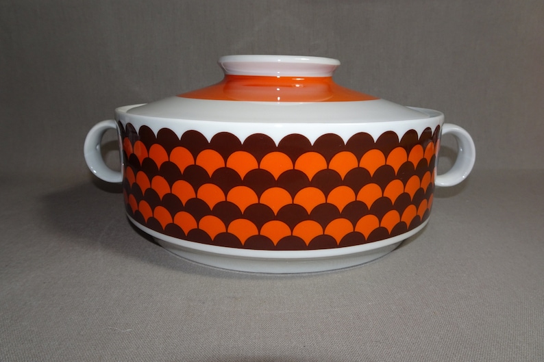 Terrine lid tin biscuit tin soup terrine WINTERLING 70s orange porcelain