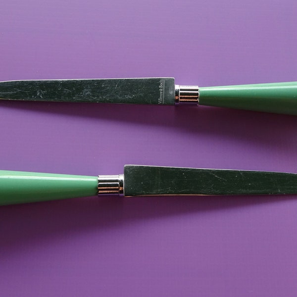 Villeroy & Boch Besteck Messer  Streichmesser  Speisemesser groß grün, 2er Set 55g 24,5cm