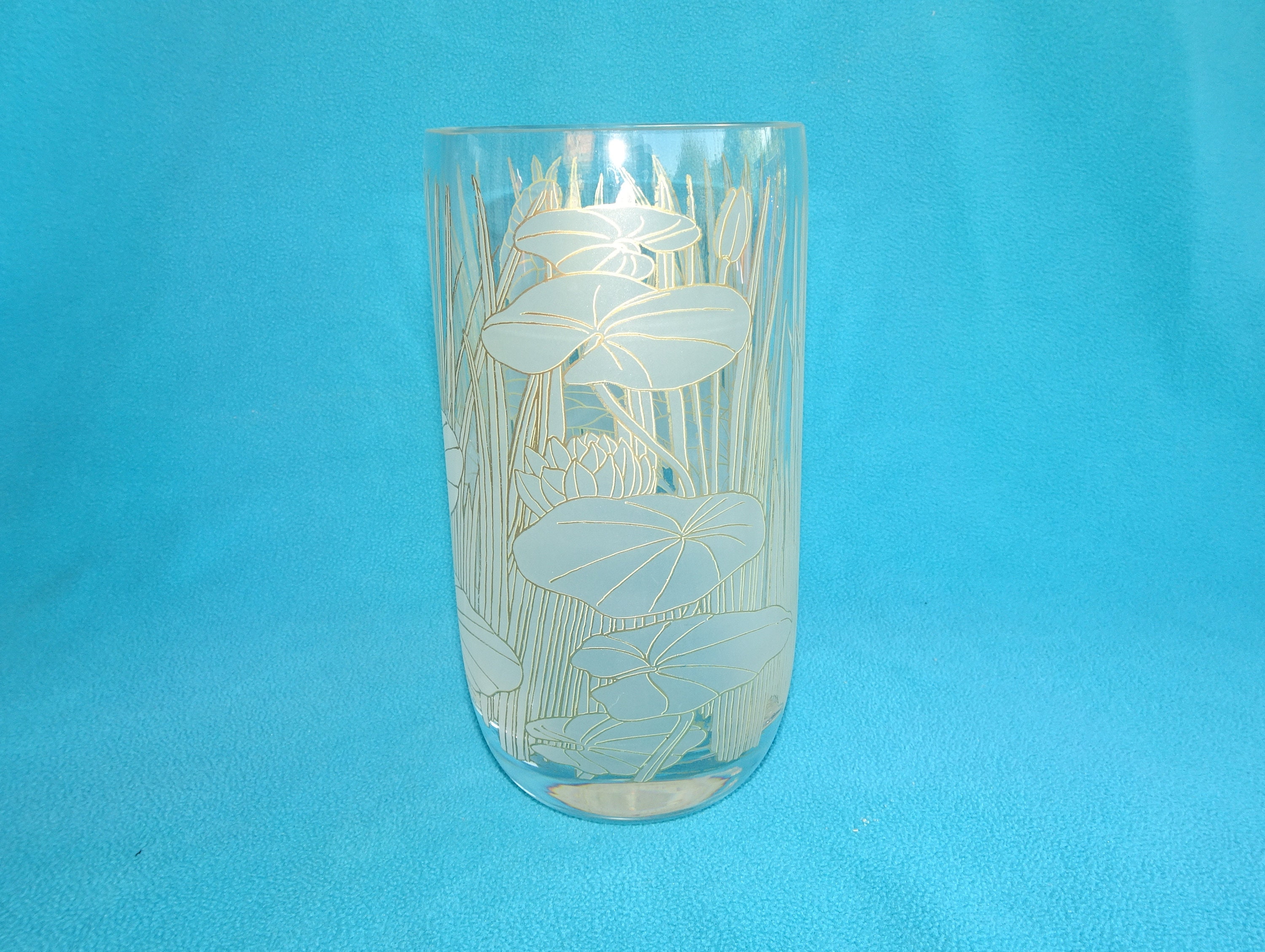 Vase Rosenthal Crystal Glass Gold Decor Fleur du lac Seerose Etsy