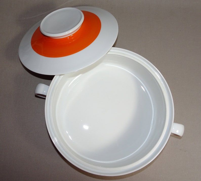 Terrine lid tin biscuit tin soup terrine WINTERLING 70s orange porcelain