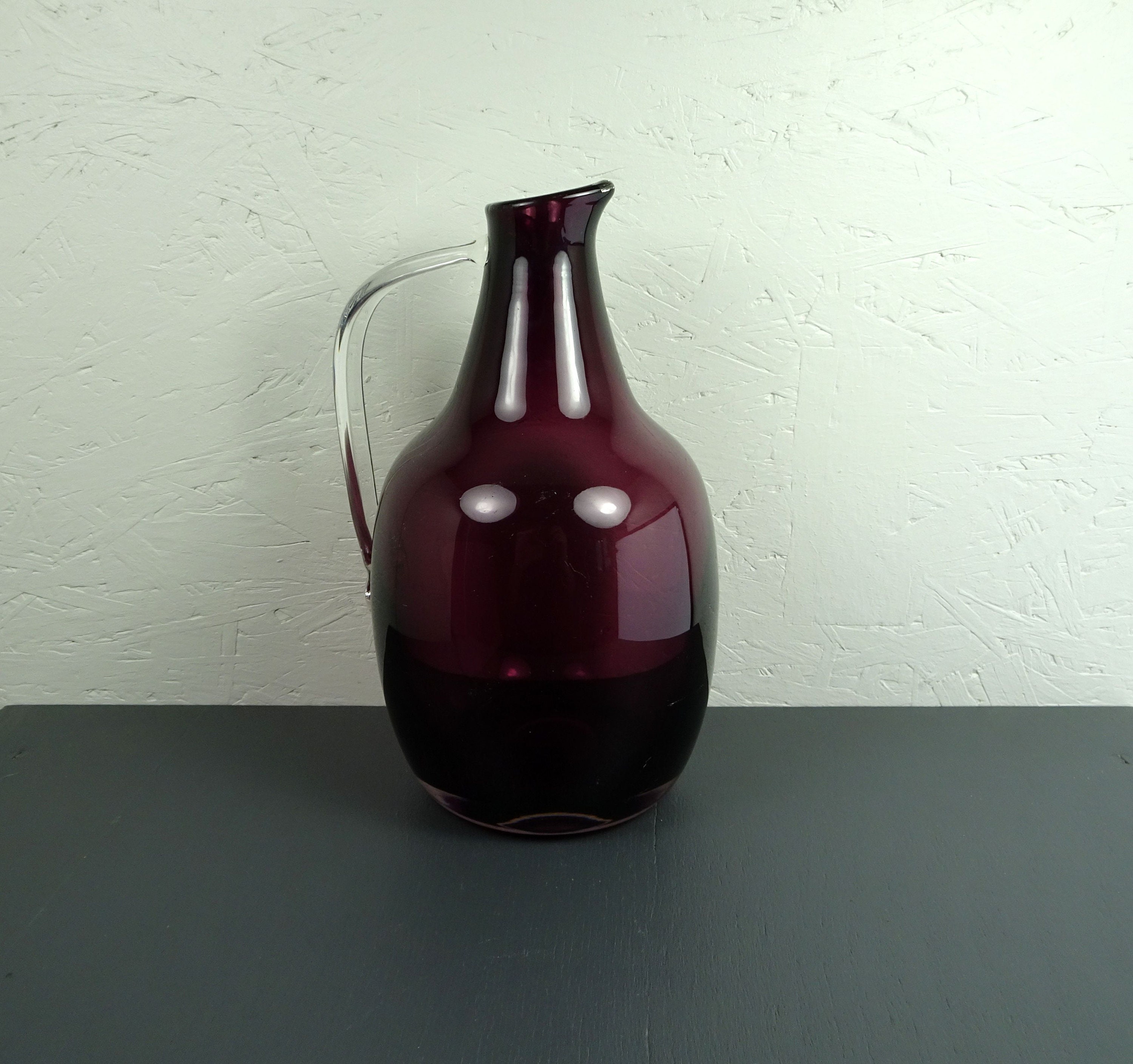 Jug Vase Purple Glass MCM, Violet, HBT22/14 Cm 1265g - Etsy