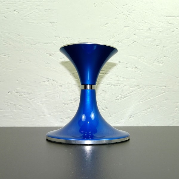 mcm Quist candle holder blue, enamel aluminum design metal, candle holder approx. 250g HB 9.5/6.5-9 cm