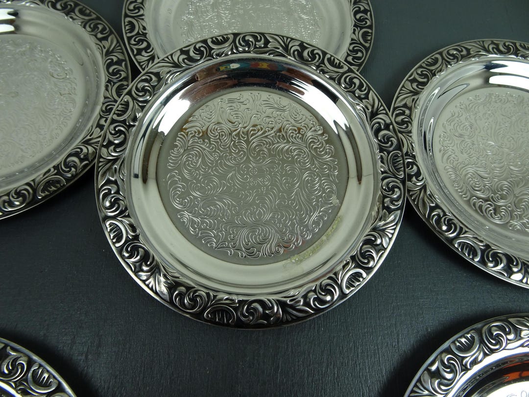 Stainless Steel Coasters Round, Set of 6, Space Age Cromargan Dm 11.5 ...