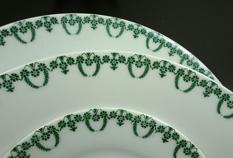 THOMAS Sevres tableware, plate flat deep, saucer, white decor green, individual parts antique image 1