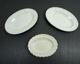 Villeroy & Boch Platten oval, 3er Set, Porzellan weiß  205g antik Dresden