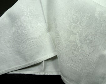 Linen napkin or table doily with floral woven decor, 50 x 48 cm 59g