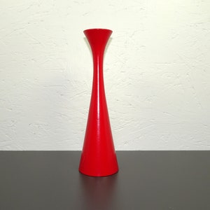Candle holder, candlestick candlestick red wood 70s