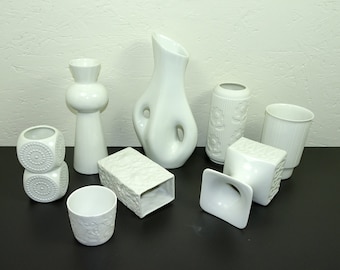 white porcelain vase, various manufacturers, Hutschenreuther, Rosenthal, Tettau etc. Bisque pop art space age
