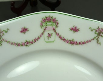 Bauscher sample plate rose garland, Art Nouveau, blind mark, 4156E Weiden 678g diameter 24.5 cm