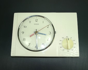 Kitchen clock Kienzle white ceramic, 50s 60s, #1531/1, 980g 24x16x6 cm vintage