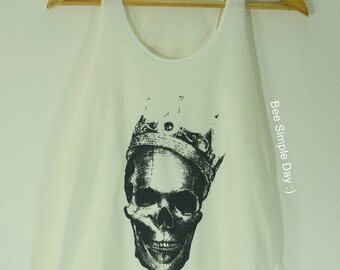 T-shirt canotta cranio re morbidezza tessuto di alta qualità moda Vintage Canottiere per donna Kale corto festival maglia allenamento Yoga.