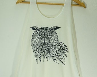 Parte superiore di serbatoio Tank Top Boho morbidezza tessuto alta qualità moda t-shirt Vintage gufo