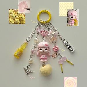 Llavero con minifigura de frijol de la serie Mood Workshop de DaoDao / Dije para bolso Y2K hecho a mano