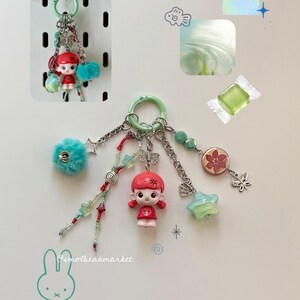 DaoDao’s Mood Workshop Series Mini Bean Figurine Keychain | Teal Handmade Y2K Bag Charm