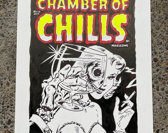 Chamber of Chills Issue 19 original comic art recreation / misfits / ec comics / Samhain / macabre / enamel pins / stickers / vhs / Danzig