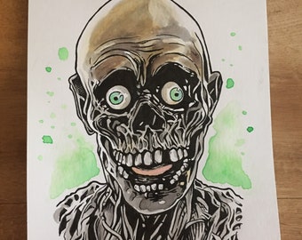 Return of the living dead tarman Original art drawing / punk rock / zombies / night of the living dead / horror movies / horror decor