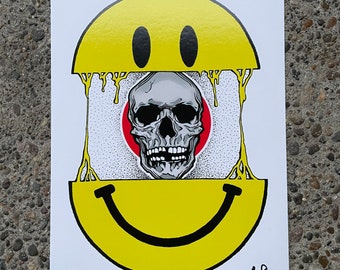 Smiley death face art print