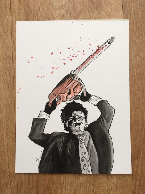 Texas Chainsaw Massacre 2 Leatherface Original Art / Horror 