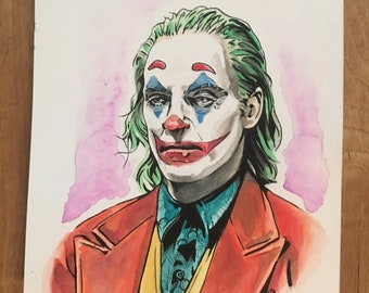 Joker Joaquin Phoenix original fan art / Batman / dark knight / wall art / comic art / vinyl / Spiderman / villain