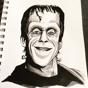 The Munsters Herman Munster original art drawing / macabre / halloween / mask / fine art / illustration / addams family