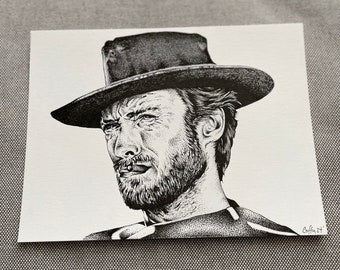 Clint Eastwood the good, the bad and the ugly western original art / cowboy / fistful of dollars / John Wayne / Lee van cleef /