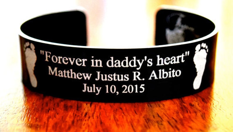 Black Memorial Bracelet Customize your own KIA Bracelet / Remembrance Bracelet / Loss of Child / Loss of Loved One / Triton Engraving image 5