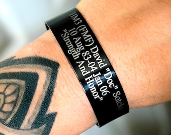 Black Memorial Bracelet (Customize your own) KIA Bracelet / Remembrance Bracelet / Loss of Child / Loss of Loved One / Triton Engraving