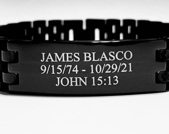 Black Stainless Steel Memorial Bracelet