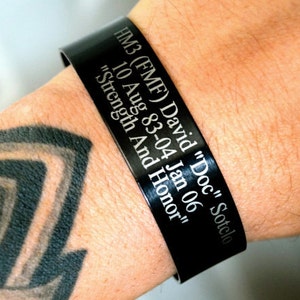 Black Memorial Bracelet Customize your own KIA Bracelet / Remembrance Bracelet / Loss of Child / Loss of Loved One / Triton Engraving image 1