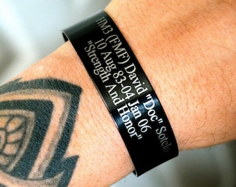 Black Memorial Bracelet (Customize your own) KIA Bracelet / Remembrance Bracelet / Loss of Child / Loss of Loved One / Triton Engraving