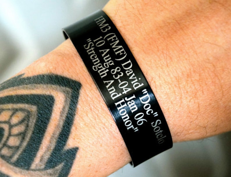 Black Memorial Bracelet Customize your own KIA Bracelet / Remembrance Bracelet / Loss of Child / Loss of Loved One / Triton Engraving image 1