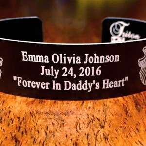 Black Memorial Bracelet Customize your own KIA Bracelet / Remembrance Bracelet / Loss of Child / Loss of Loved One / Triton Engraving image 4