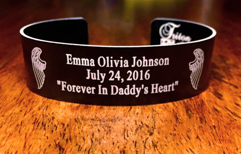 Black Memorial Bracelet Customize your own KIA Bracelet / Remembrance Bracelet / Loss of Child / Loss of Loved One / Triton Engraving image 4