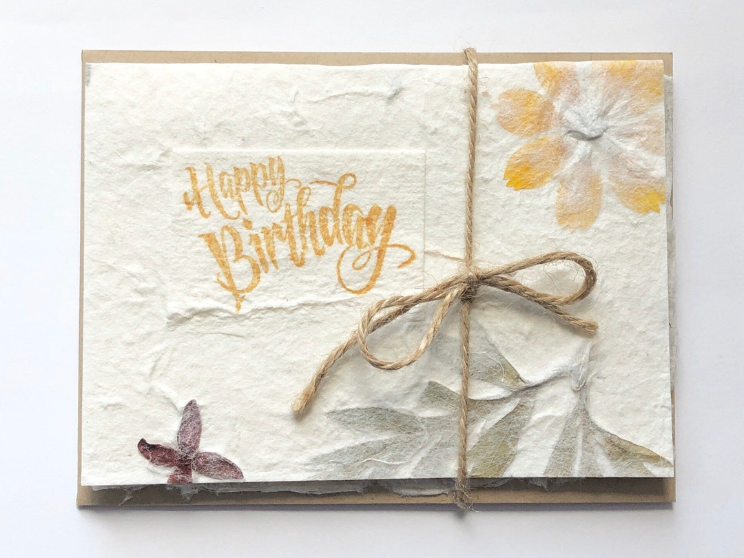 Happy Birthday Handmade Floral Paper Greeting Card Hand - Etsy