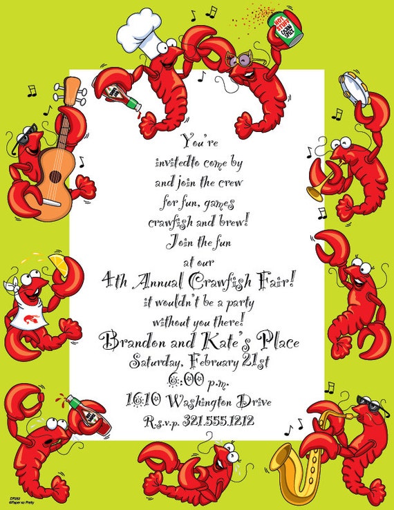 Crawfish Boil Invitation, Crawfish Boil Party, Crawfish Boogie, Party Invitation, Crawfish Low Country Boil, Seafood Boil, Party Invites Il_570xn