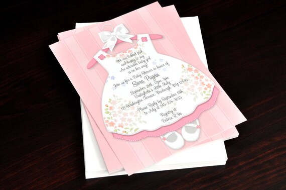 Virtual + Printable | Baby Shower Invitation | Birth Announcement | New Baby | Shower Invite | First Birthday Invitation | Baby Girl Dress Il_570xn