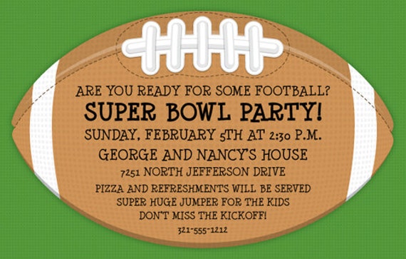 Football Invitation Superbowl Party Family Party Adult Invite
