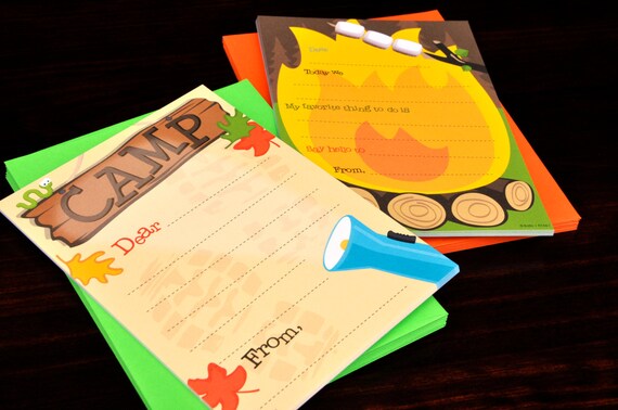 Camp Notes Fill In with envelopes, 16 total pack, Summer Camp Stationery, FI154 Il_570xn