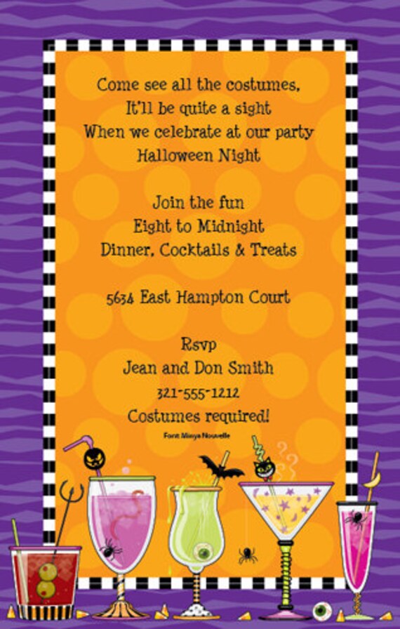 Creepy Cocktails Halloween Celebration Party Invitation, Adult Invite, Booze Bash Spooky Announcement, Original Digital Invitation, ISN615 Il_570xn